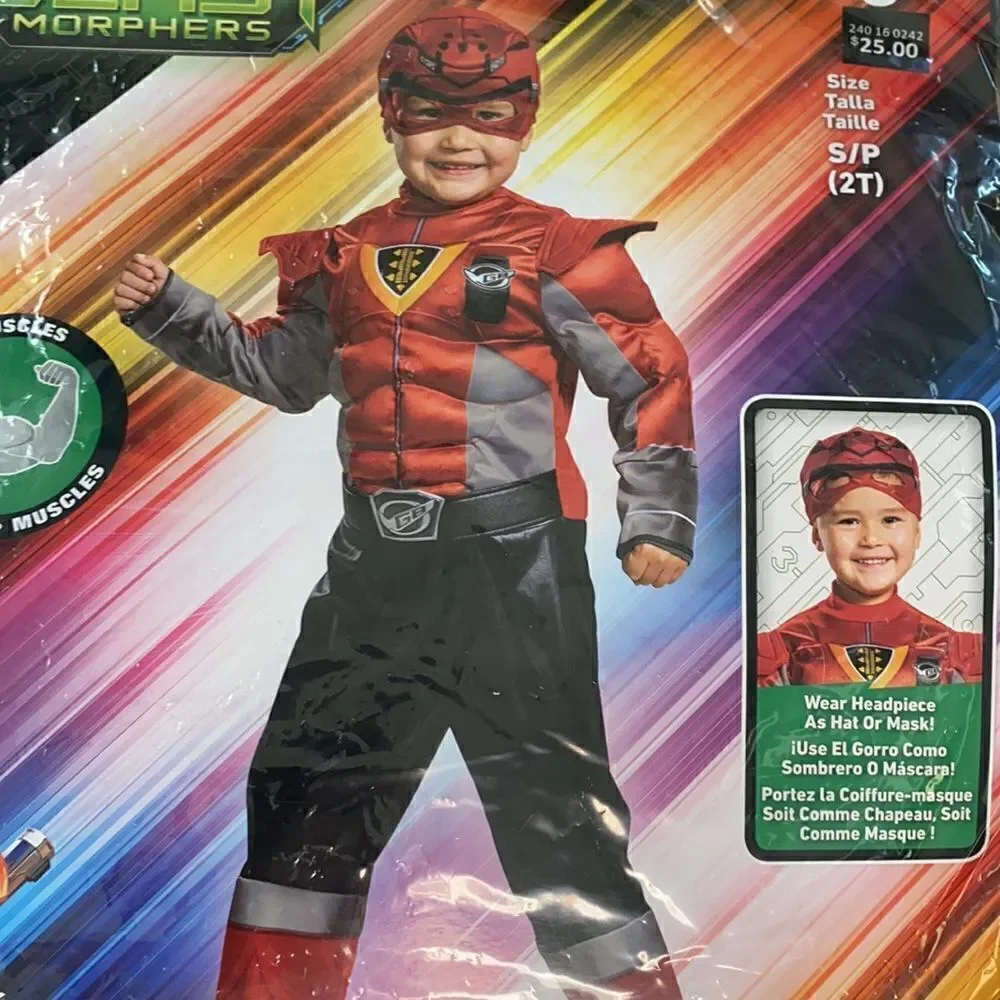 Kids Toddler Power Rangers Red Ranger Costume Halloween Size S (2T) NWT